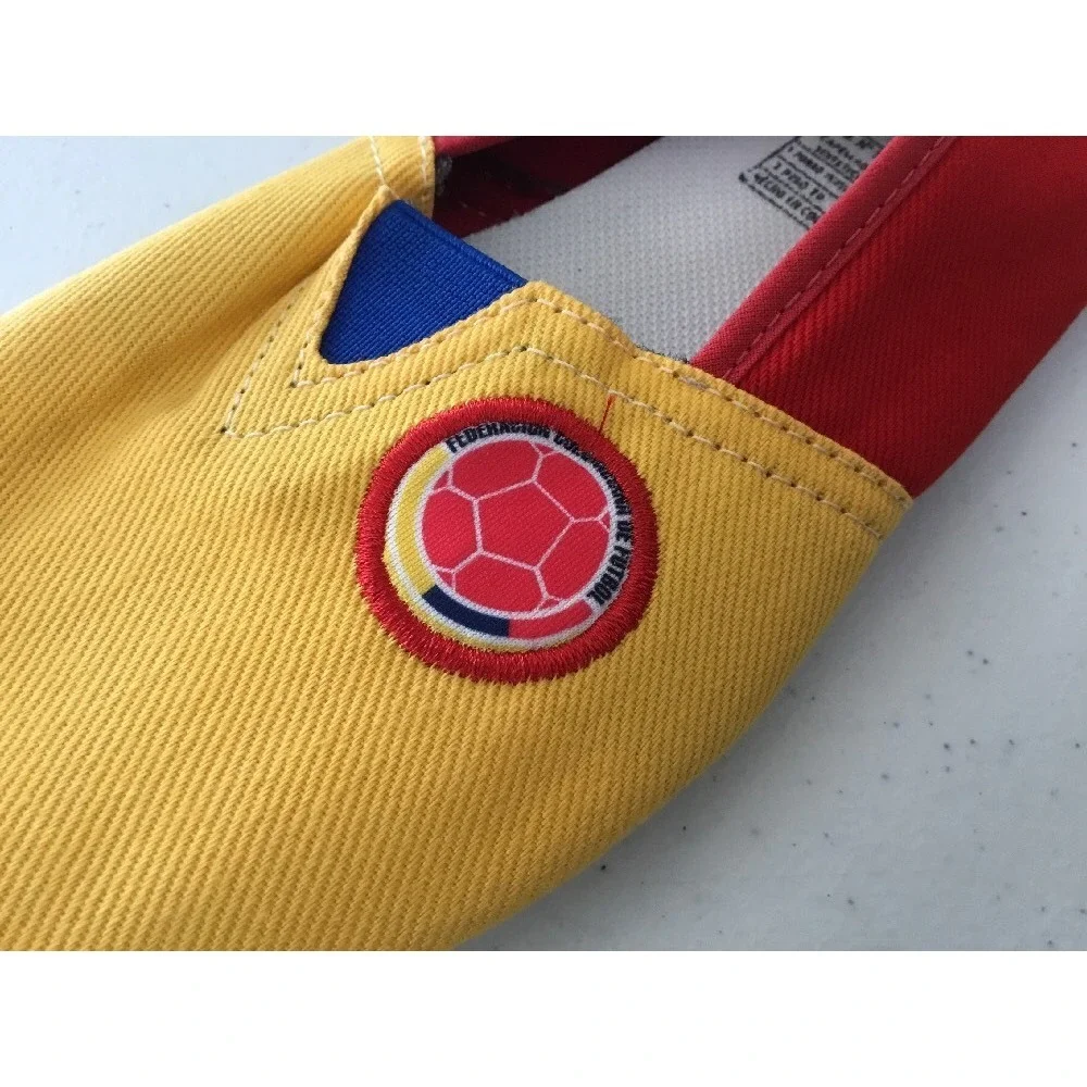 Handmade Colombia Flag Soccer Ballet Flats Shoes Womens 39 Yellow Blue Red